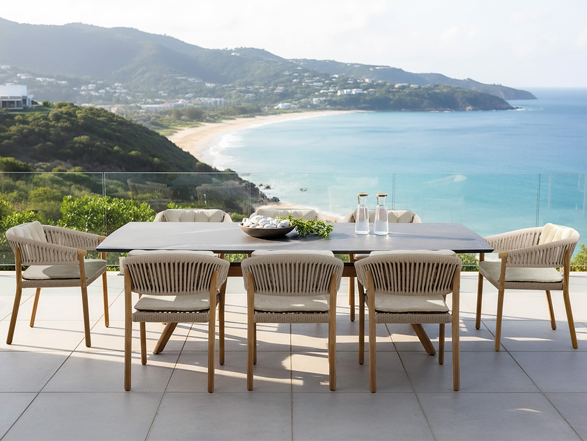 Marcella flat rope and Carmen table ceramic Marcella dining chair - flat rope