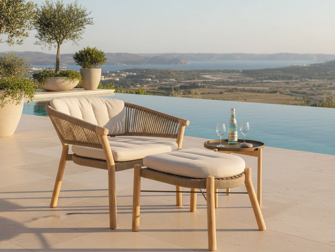 Marcella club chair flat rope with footstool Marcella club footstool - flat rope