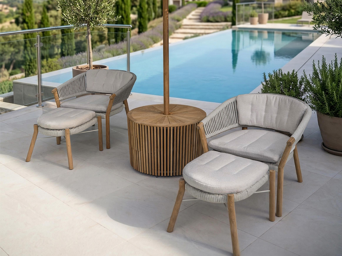 Marcella club chair with footstool Marcella club footstool - flat rope
